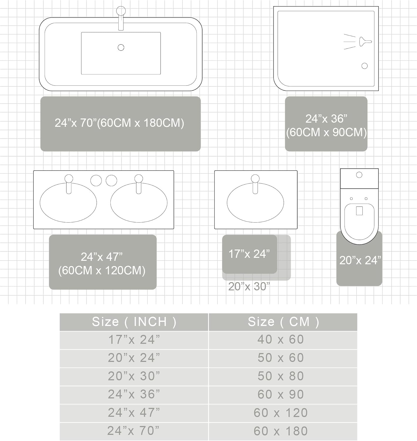 Exclusivo Mezcla Bathroom Rugs Mat 17x24, Extra Soft Non Slip Absorbent Water Microfiber Bath Rugs, Machine Washable Quick Dry Bath Mats for Bathroom Floor, Shower, Home Decor, Gradient Grey - Image 6