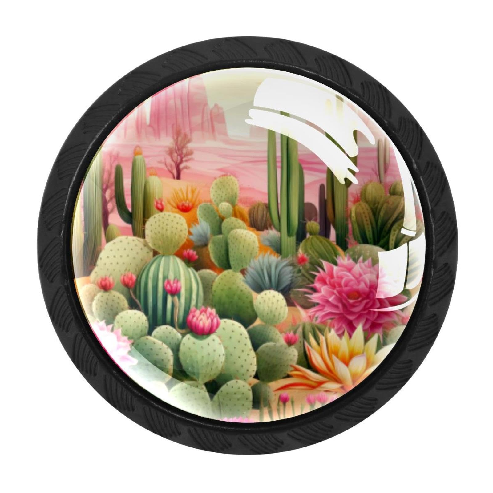 CHENZZZZ Cactus Drawer Knobs Pull Handle Crystal Glass Circle Shape Cabinet Drawer Pulls Cupboard Knobs with Screws for Kitchen Cupboard Dresser Wardrobe etc