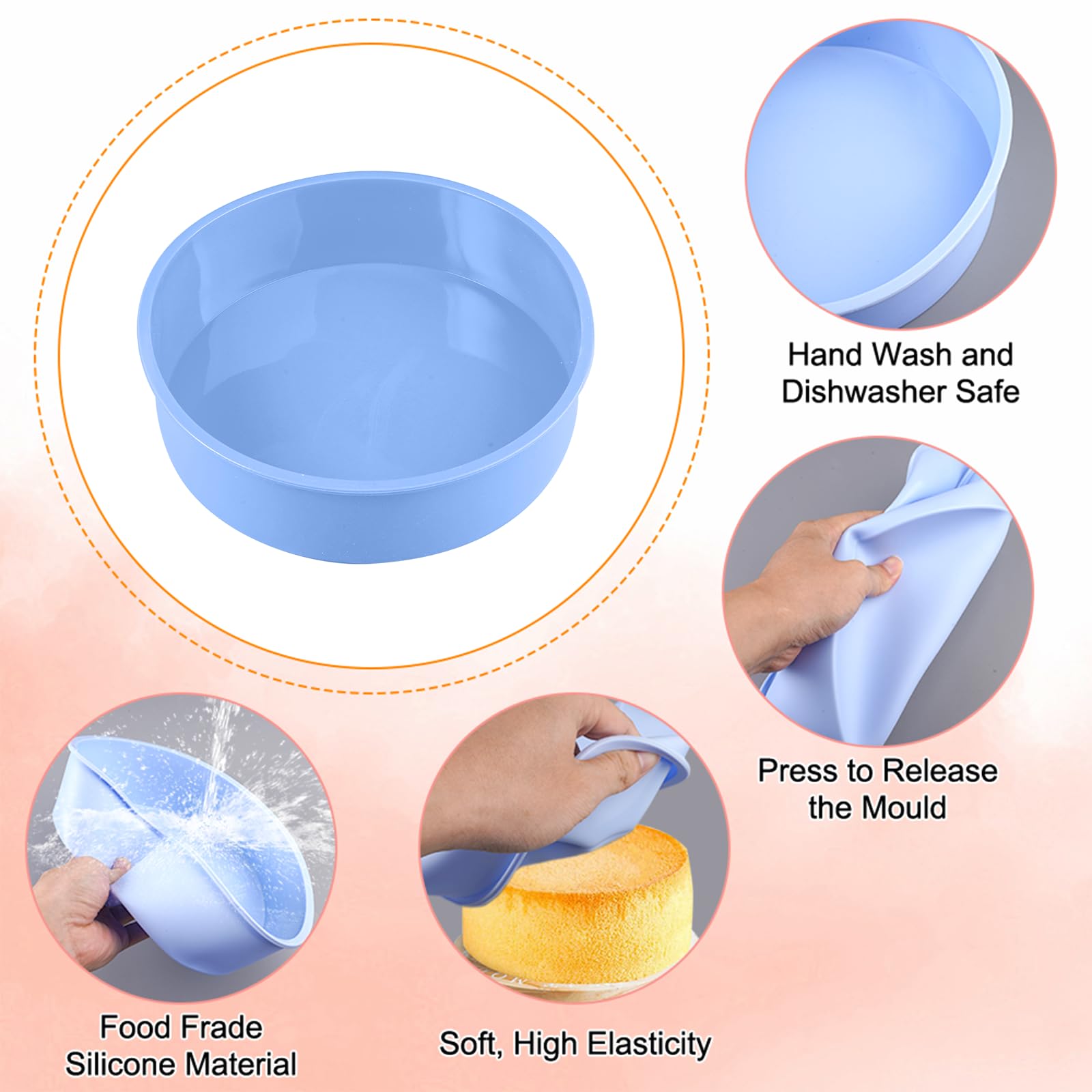 Moule Silicone-Gateau Rond Cake , Ensemble de 4 PCS Moule à Pâtisserie Layer, Anti-Fuite Antiadhésif Patisserie Gâteau - Maison