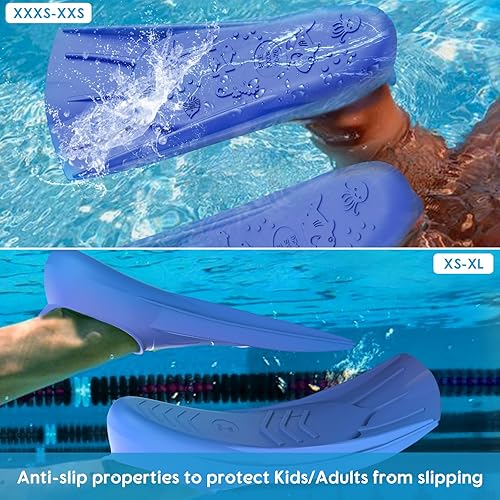 Miniatura 3 de Gintenco Aletas de natación para niños, aletas de entrenamiento de natación para natación, aletas de tamaño de viaje con bolsa de malla, aletas de