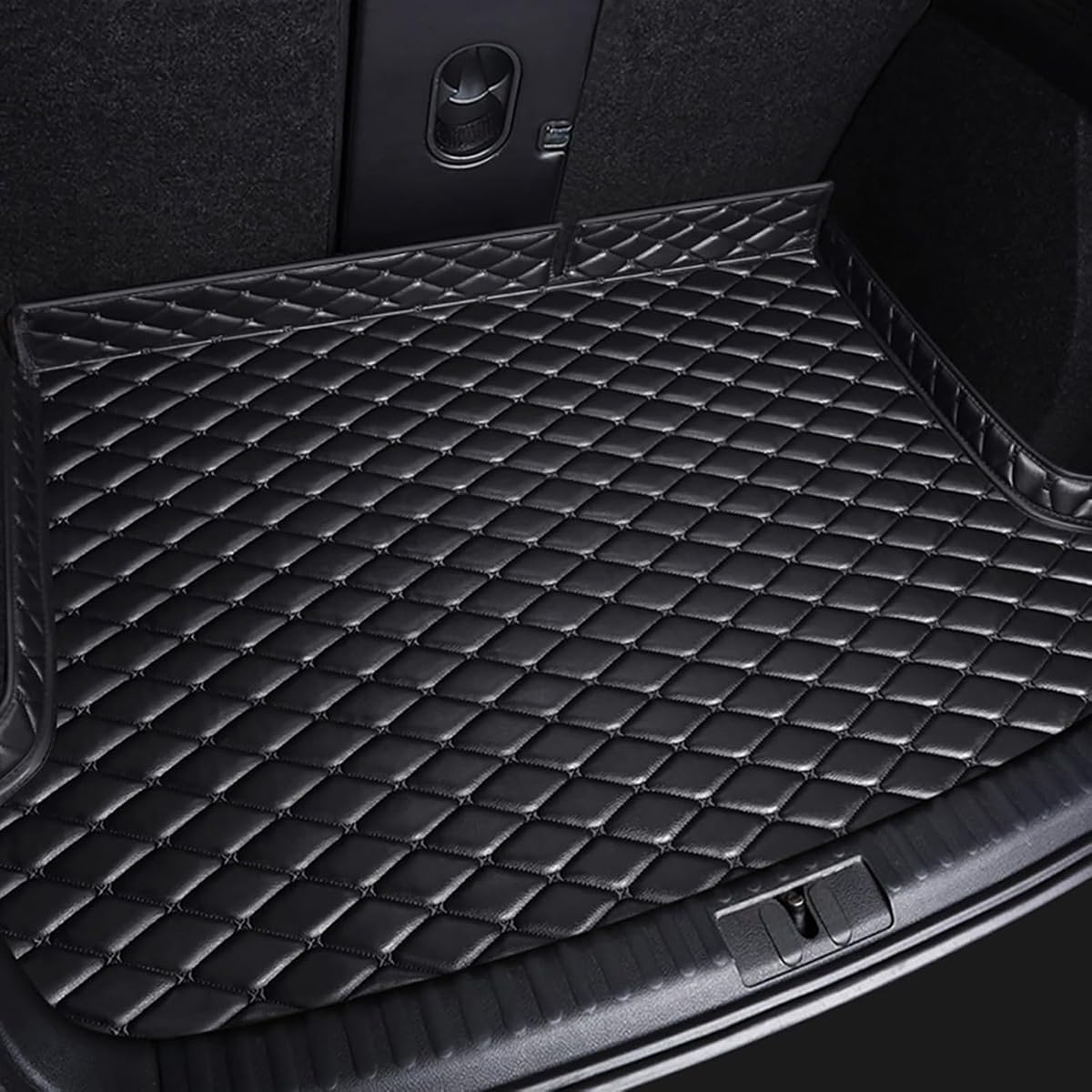 Car Leather Boot Mats for Volkswagen VW Touareg 2019-2024, Rear Trunk Mat Cargo Tray Liners Protector Pad Waterproof Anti Scratch Accessories Interior,A/Black