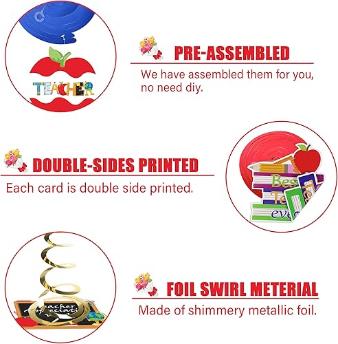 Miniatura 3 de 36 espirales colgantes de agradecimiento al profesor, diseño de agradecimiento para profesores, remolinos colgantes de techo para decoración del día