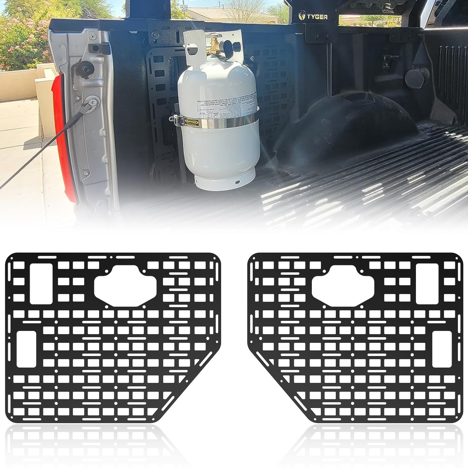Side Bed Molle Panel Rack System Cargo Storage Organizer Compatible with 2015-2022 Ford F150 Side Bed Molle Panel Rack 2PCS