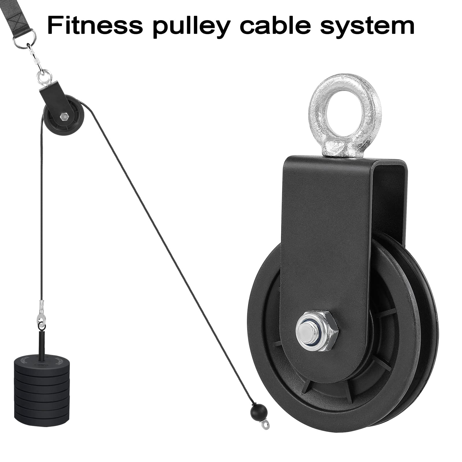 Rueda de tracción de rotación de polea de cable de 90 mm, silencio, suave, desmontable, rotación de 360 grados para sistema de polea, bloques de elevación de bricolaje, equipo de gimnasio, polipastos,