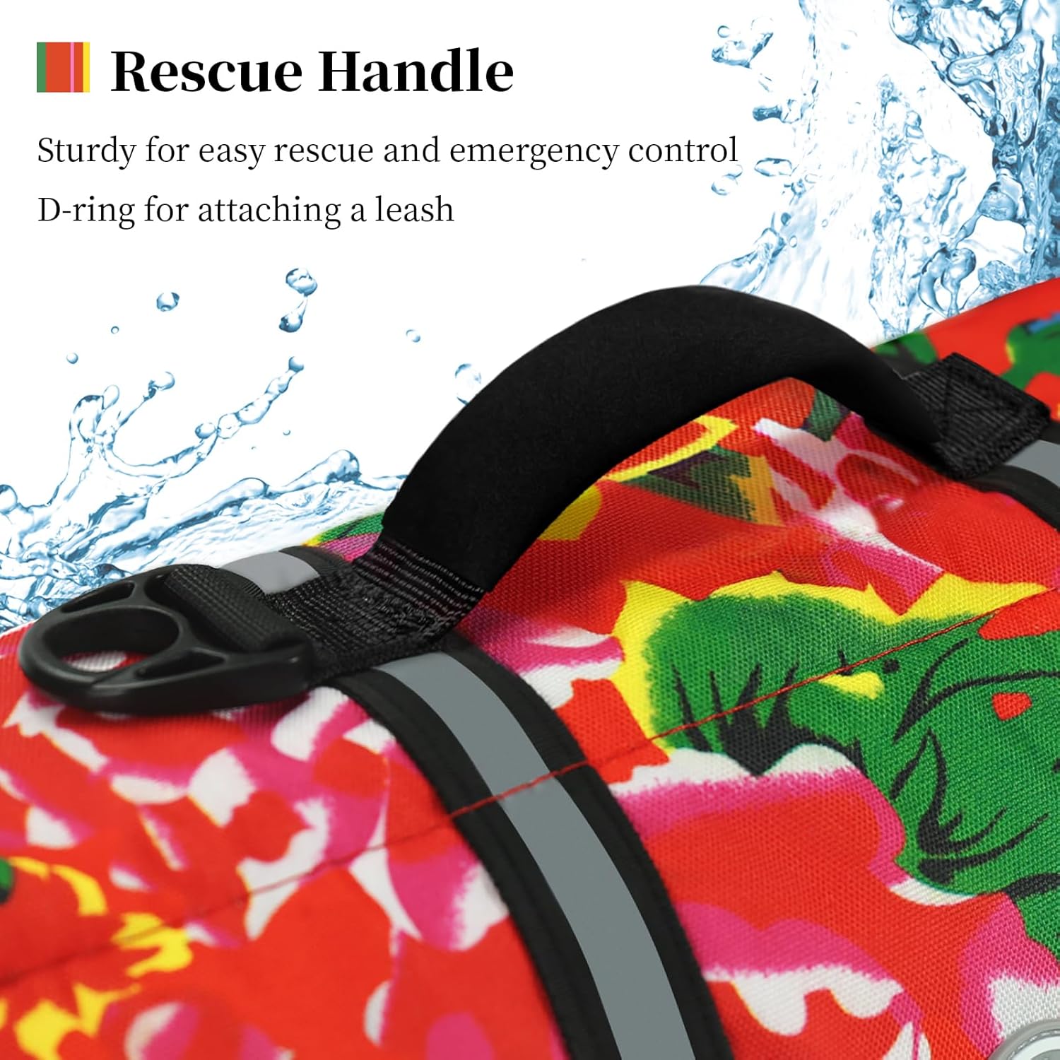 VIVAGLORY Rip Stop Dog Life Jacket + Warm Dog Fleece Vest Jacket with Two-Way Zipper Opening, Swimming Vest with Handle, Northeast Florals