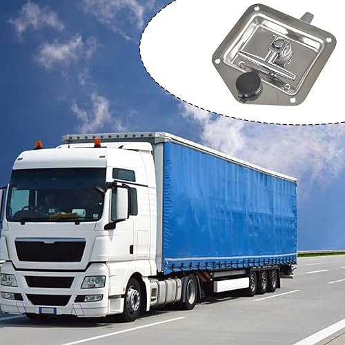 Miniatura 7 de Pestillo de caja de herramientas con cerradura en T, pestillo de puerta de remolque con junta y llaves, acero inoxidable altamente pulido para