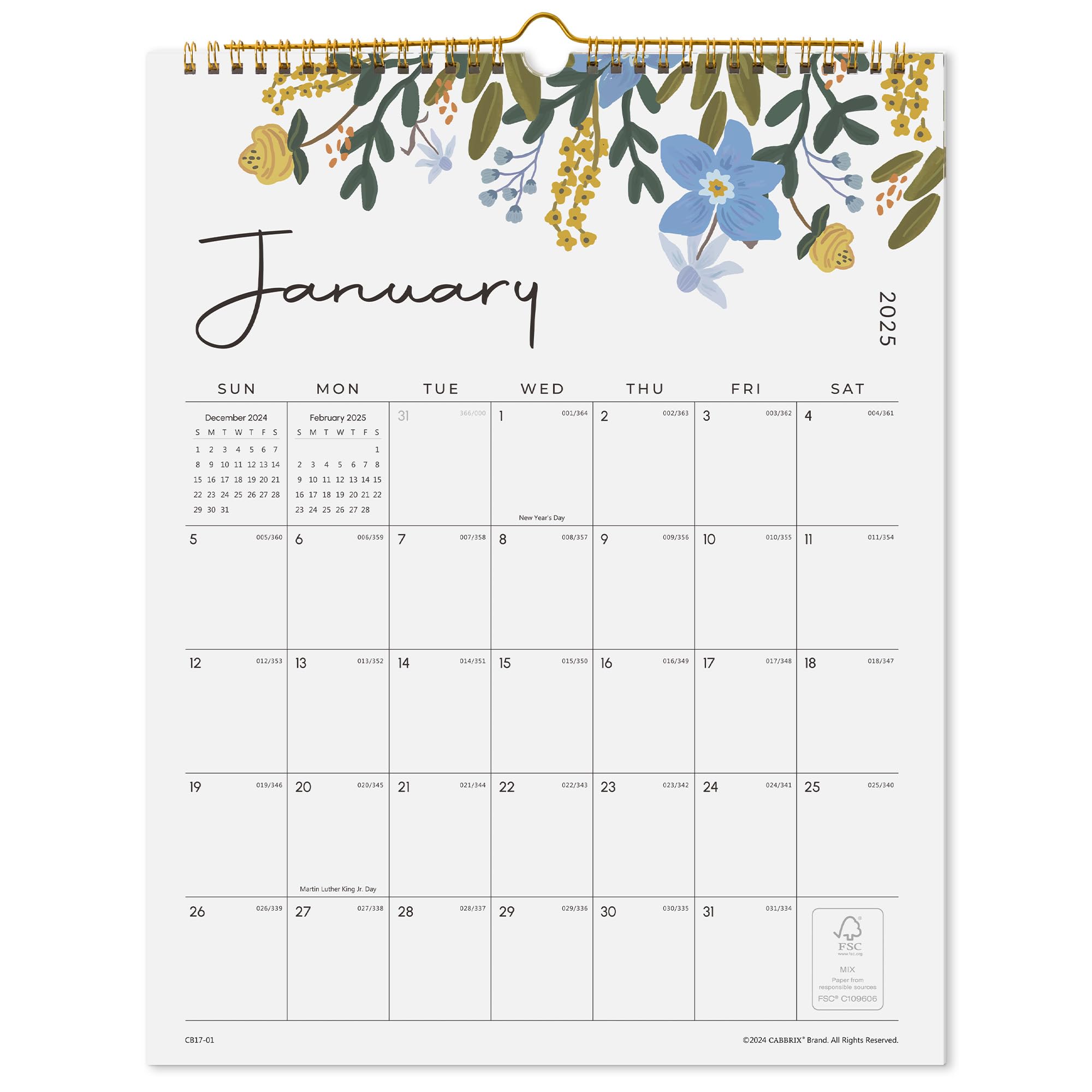 Wall Calendar 2026, Cabbrix 18 Monthly Academic Calendar from January 2026 to June 2027, 14-1/2"x11-2/5", Hanging Hook
