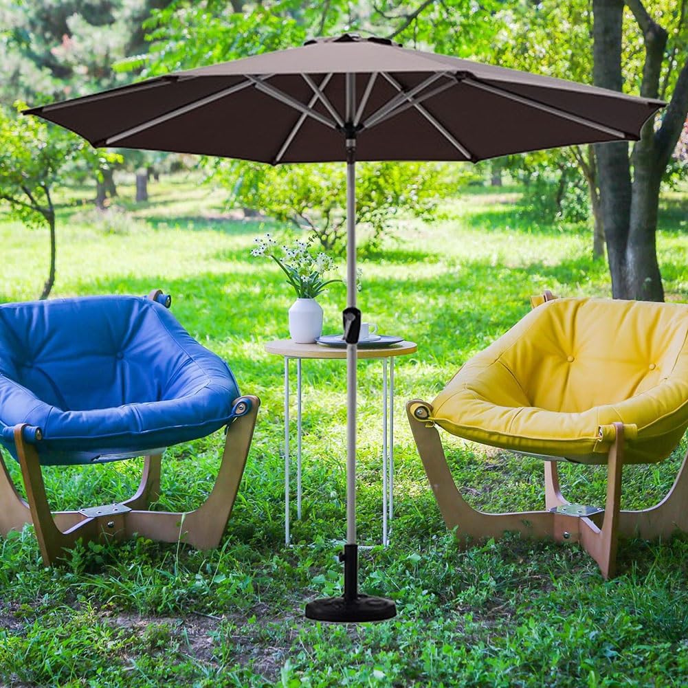 Parasole Ogrodowe 270cm Parasol Ogrodowy z Uchylny i Korbą, 8 Żeber, do Ogrodu, Trawnika, Tarasu, Podwórka i Basenu(Brown)