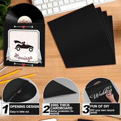 Miniatura 3 de Colarr 30 fundas de disco de vinilo de 12 pulgadas de 12.35 ozm en blanco, fundas de cartón para discos de vinilo, fundas exteriores LP para
