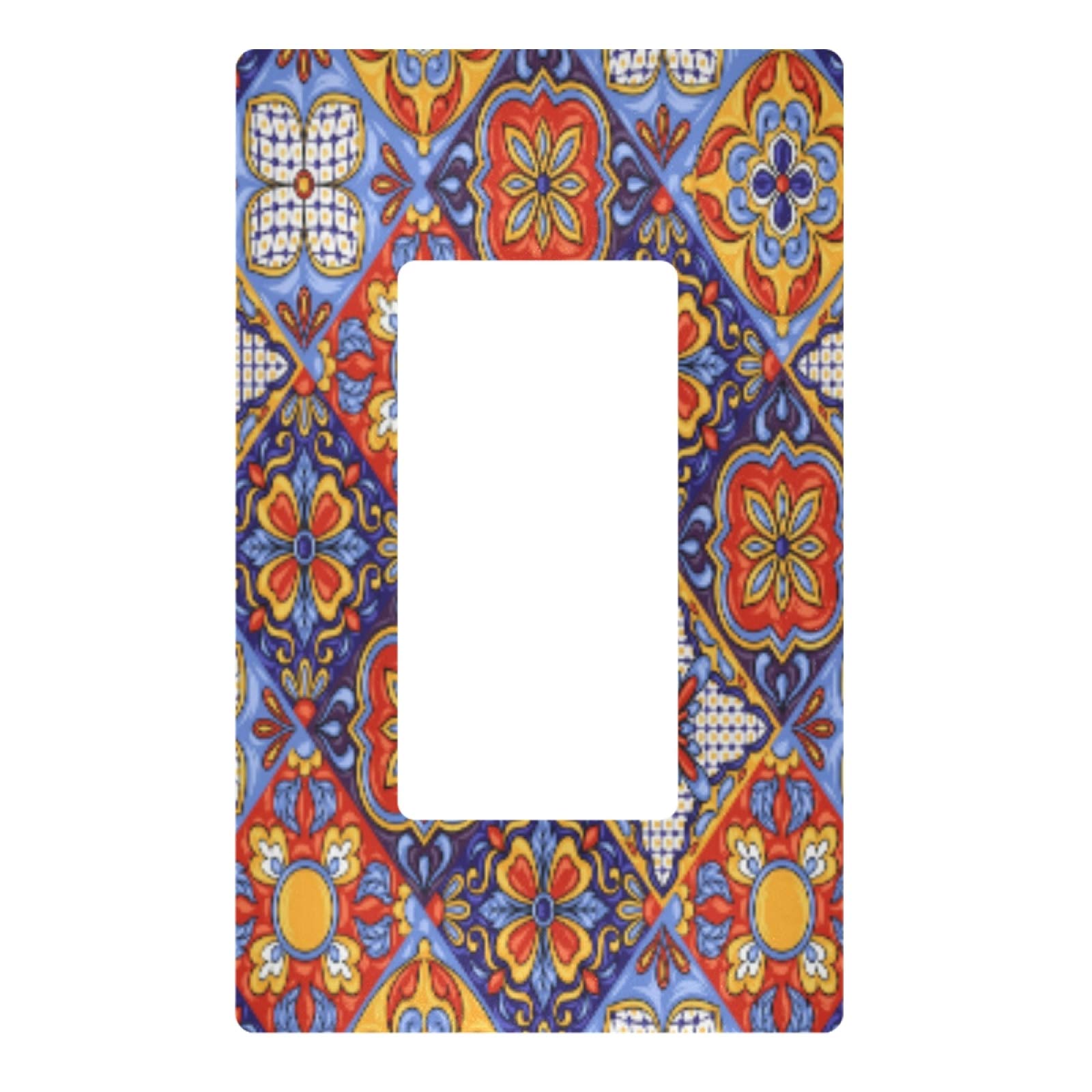 Blueangle Mexican Ceramic Tile Pattern Decorator Wall Plate, Standard Size 1-Gang Light Switch Cover for Home Office Bedroom (4.6" x 2.9")