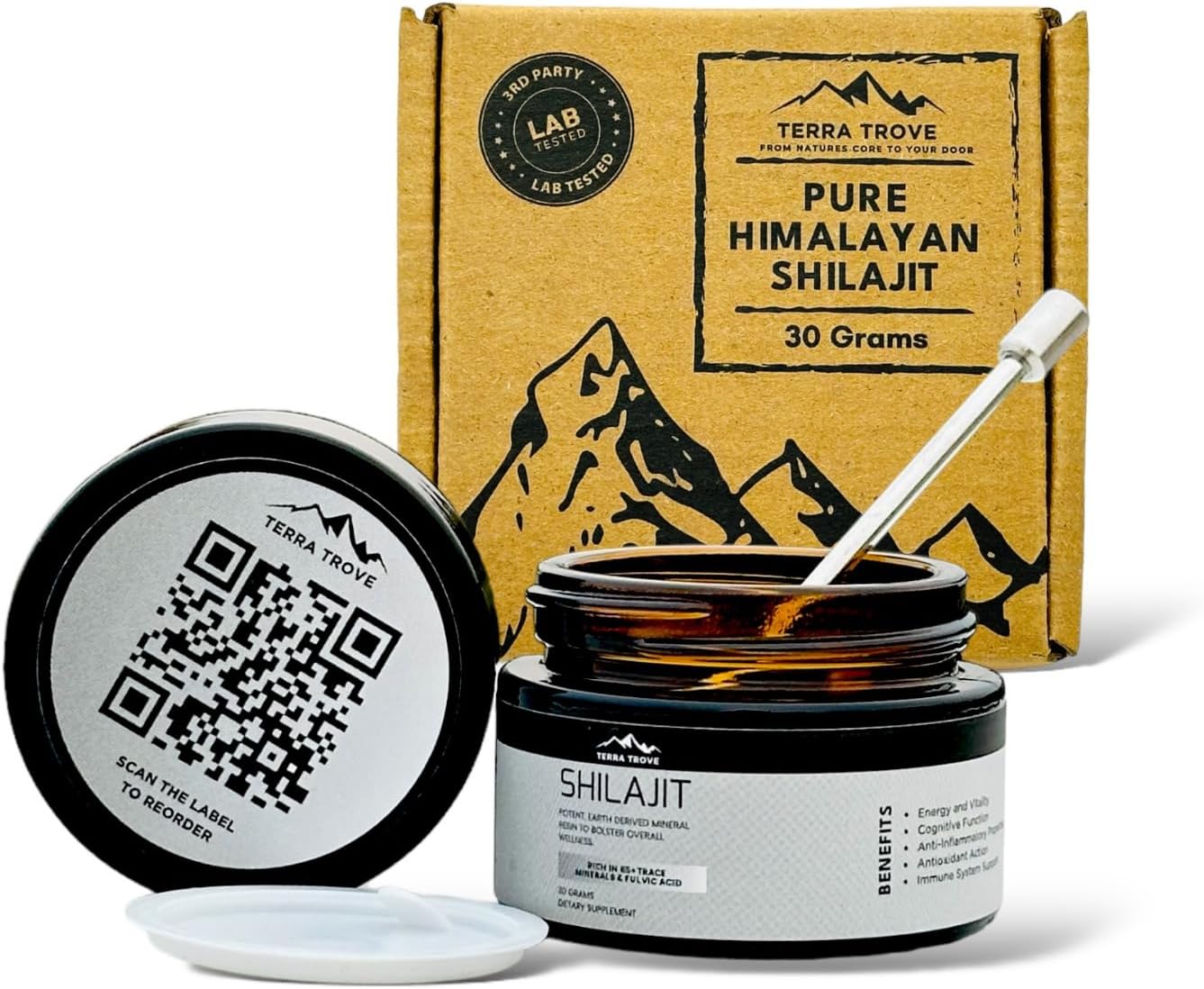 Pure Himalayan Shilajit Resin | 100% Natural and Lab-Tested | with Fulvic Acid and Trace Minerals | 75 Servings for Energy and General Wellness | 30g Jar