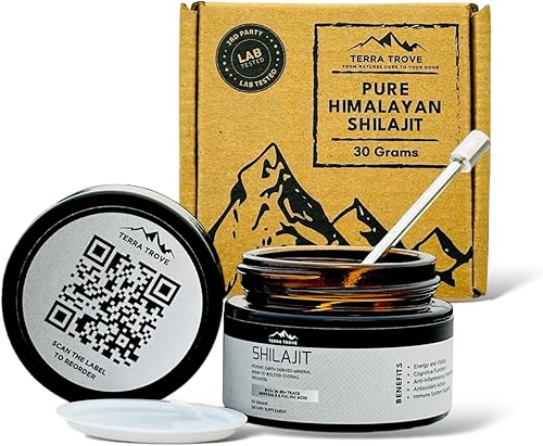 Resina Shilajit pura del Himalaya  100% natural y probada en laboratorio  con ácido fúlvico y oligominerales  75 porciones para energía y bienestar