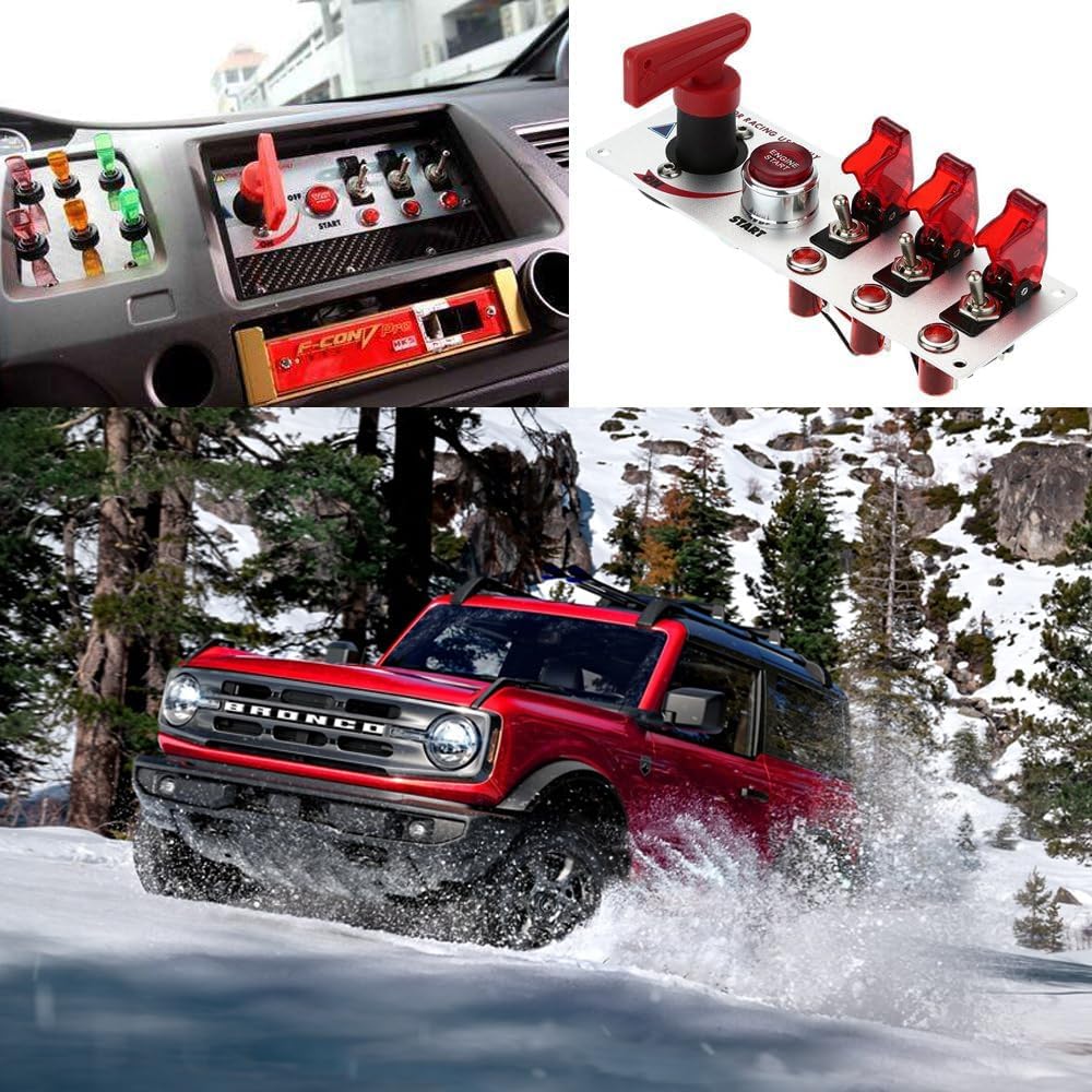 Jtron® Dc12v Flip-up Start Ignition Three Combination Switch Panel and Accessories for Racing Sport