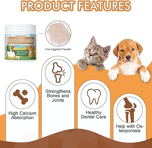 Miniatura 2 de Polvo de cáscara de huevo para perros y gatos, suplemento de calcio de cáscara de huevo, ideal para la osteoporosis, nutre los huesos, apoya las
