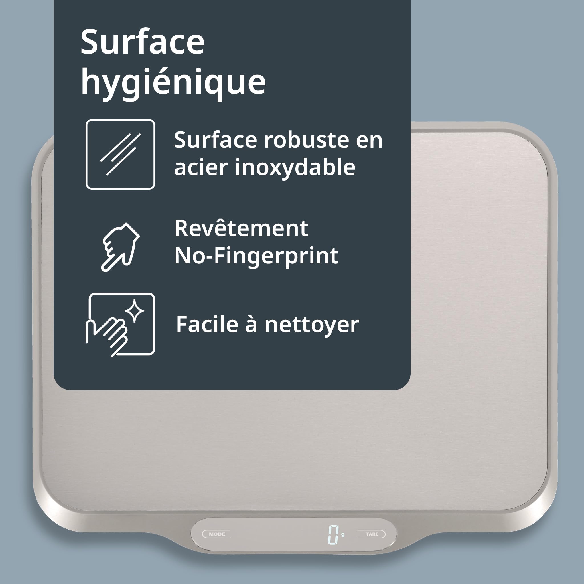 ADE Grande balance de cuisine électronique à grande surface en acier inoxydable pour une pesée précise jusqu'à 15 kg. Fonction tare (tare), maintien automatique. Incl. batterie. Argent | KE1601 Ladina