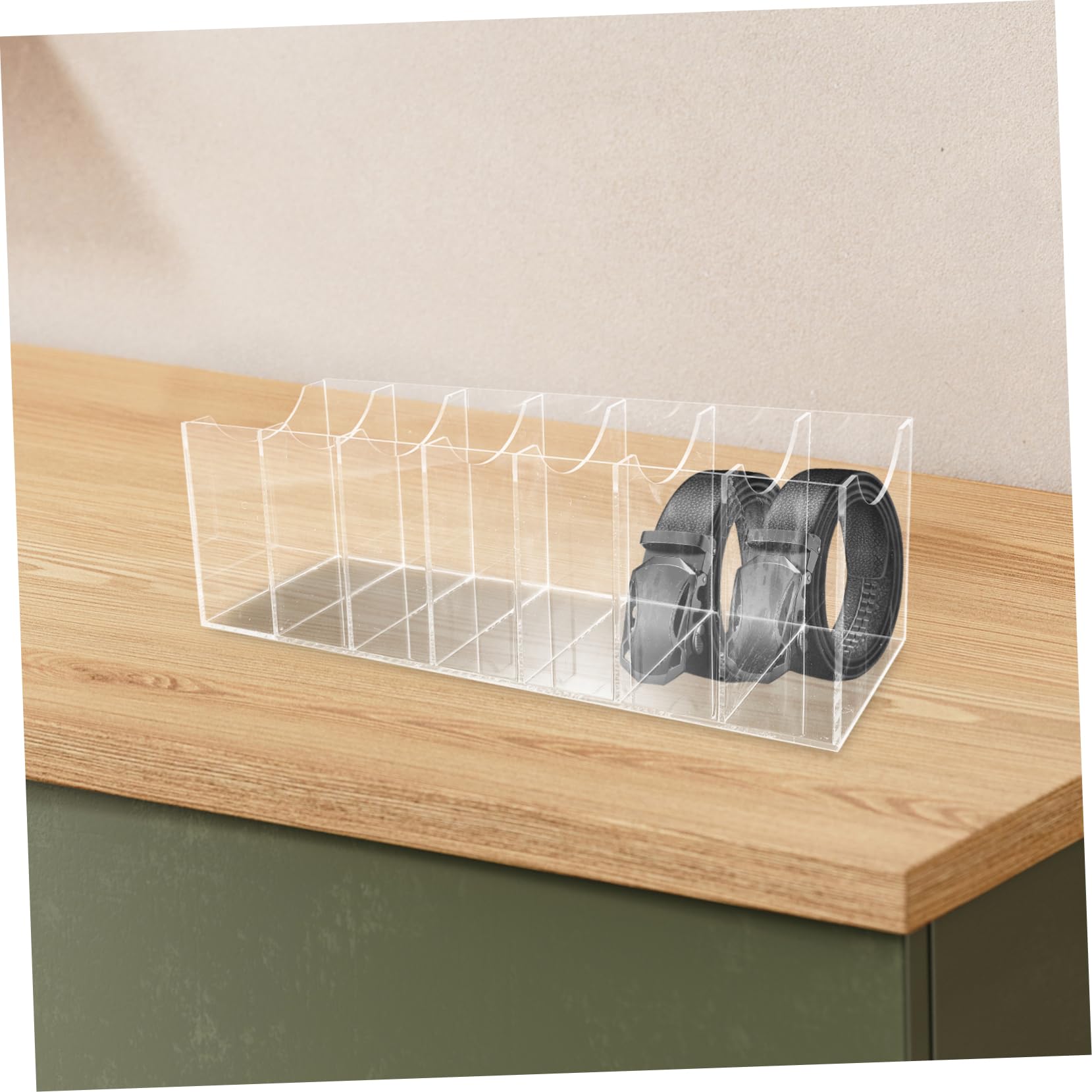 Cabilock 7gitter Transparenter Gürtel-Organizer Mit Fächern Aus Organizer Für Herren Aufbewahrungsbox Für Gürtel Displayhalter Für Schrank Für Krawatten Und Gürtelschnallen