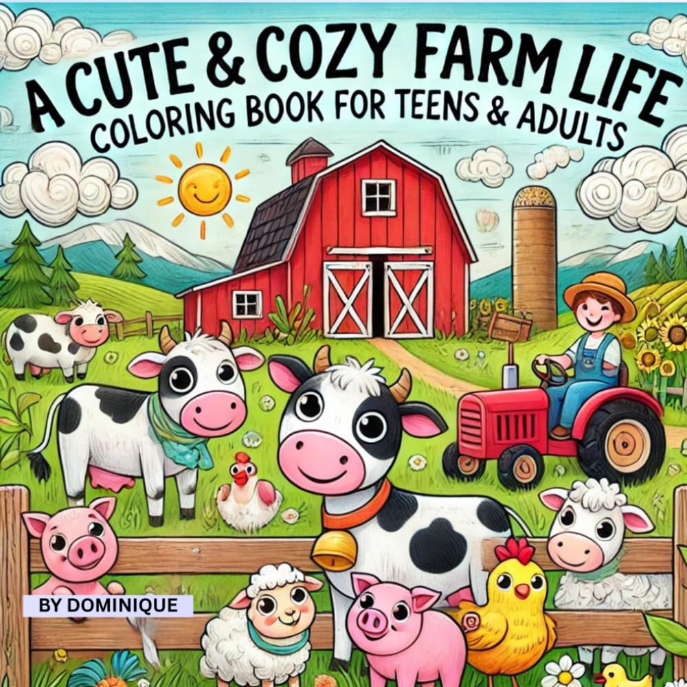 A cute & cozy farm life: coloring book for teens & adults