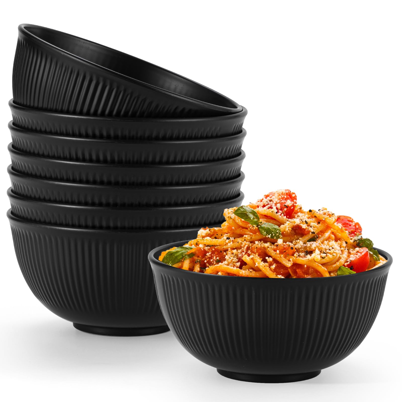 Osrioal Set of 8 Unbreakable Cereal Bowls, Lightweight Plastic Bowls, Reusable Camping Bowl for Breakfast Rice, Noodle, Salad