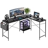 L Shaped Desk, 50 Inch Reversible Computer Desk Corner Gaming Table with CPU Stand & Storage Bag, Sturdy Metal Frame PC Workstation for Home Office