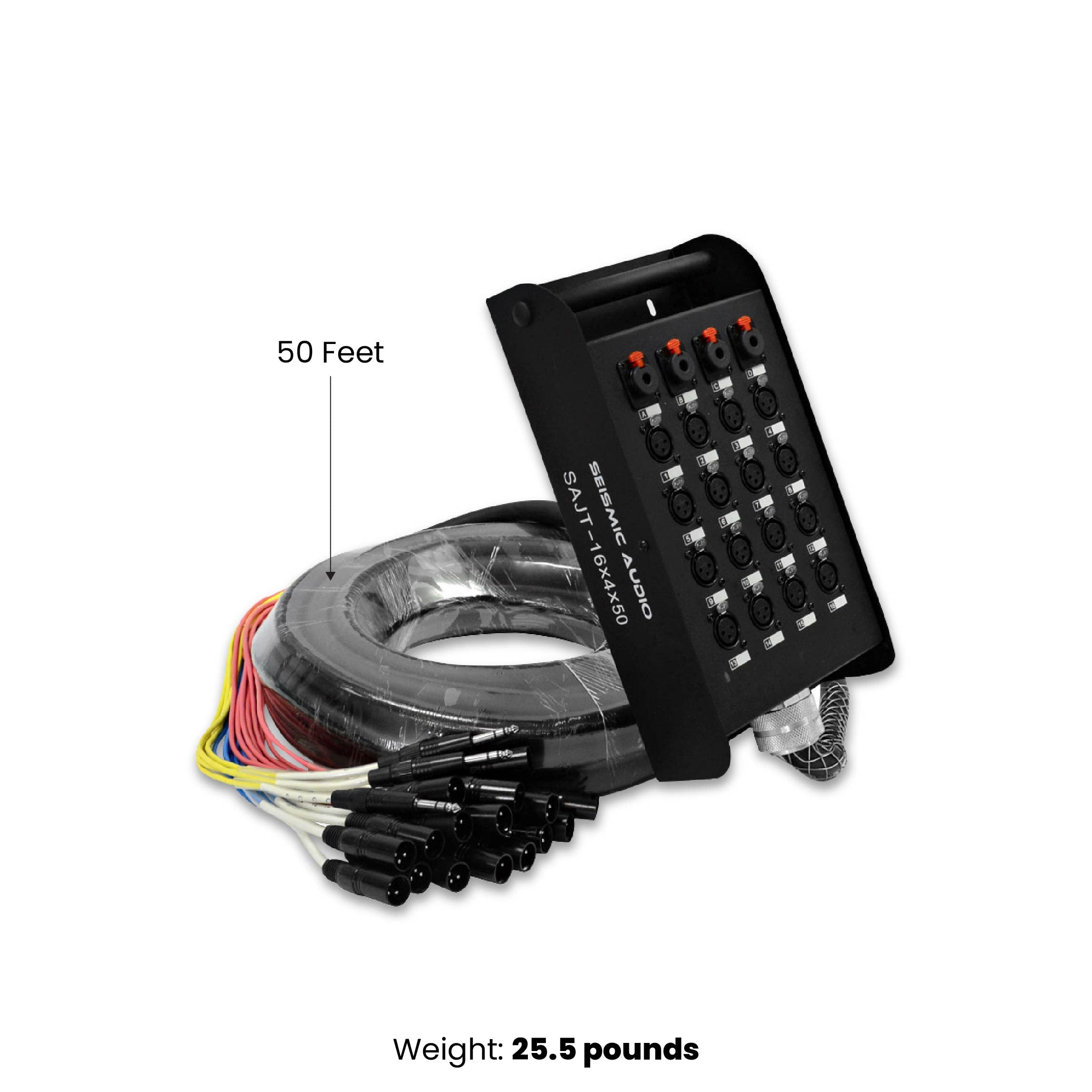 Seismic Audio - SAJT-16x4x50 - 16 Channel 50' XLR Snake Cable with 1/4