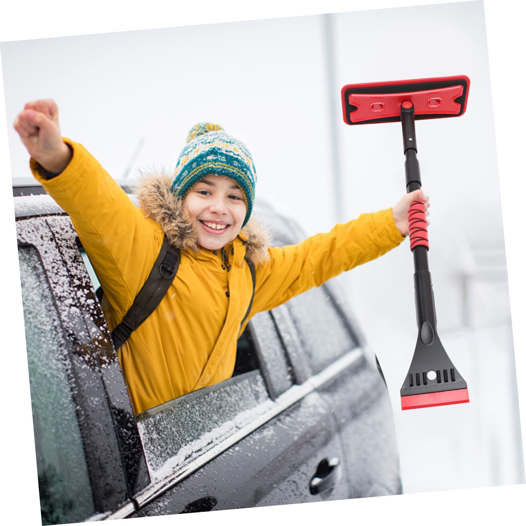 DOITOOL Raschietto Ghiaccio Spazzola Neve Estensibile Raschietto Pulizia Invernale per Auto Camion Raschiaghiaccio Parabrezza Spazzola Neve