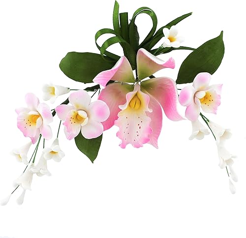 Vista 24 de Global Sugar Art Cattleya Orchid Sugar Cake Flowers - Aerosol arqueado, blanco, 1 unidad por el chef Alan Tetreault Cattleya - Spray de orquídea