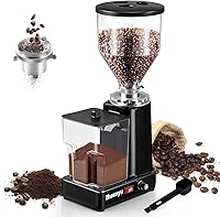 Vista 1 de Huanyu Flat Burr Coffee Grinder with 19 Grinding Settings Electric Coffee Bean Grinder Adjustable Bulk Coffee Grinder Large Capacity 35oz Black
