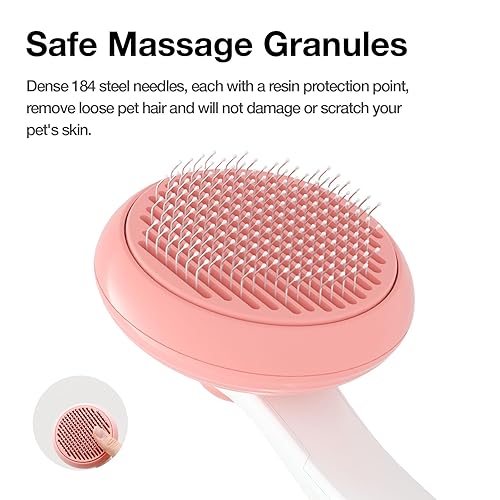 Miniatura 29 de Cepillo autolimpiante para gatos para el desprendimiento y el aseo de mascotas, elimina sin esfuerzo los enredos, la capa interna suelta y las Verde