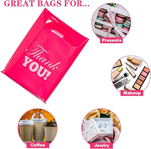 Miniatura 3 de Elephant-package 50 bolsas de plástico para compras de pequeñas empresas, bolsas troqueladas con asas, bolsas de mercancía de agradecimiento