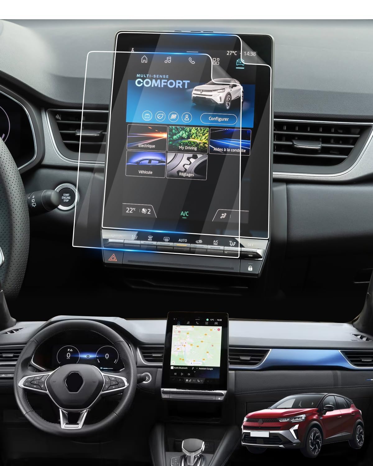 Protecteur d'ecran Captur 2025 verre trempe haut de gamme 10.4