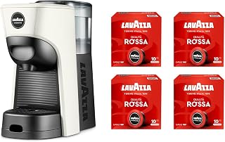 Lavazza, A Modo Mio Tiny Eco weiße Kaffeemaschine mit 64 Kapseln, Espressomaschine aus recyceltem Kunststoff, 1450 W, 220-240 V, 50/60 Hz, 0,6 Liter