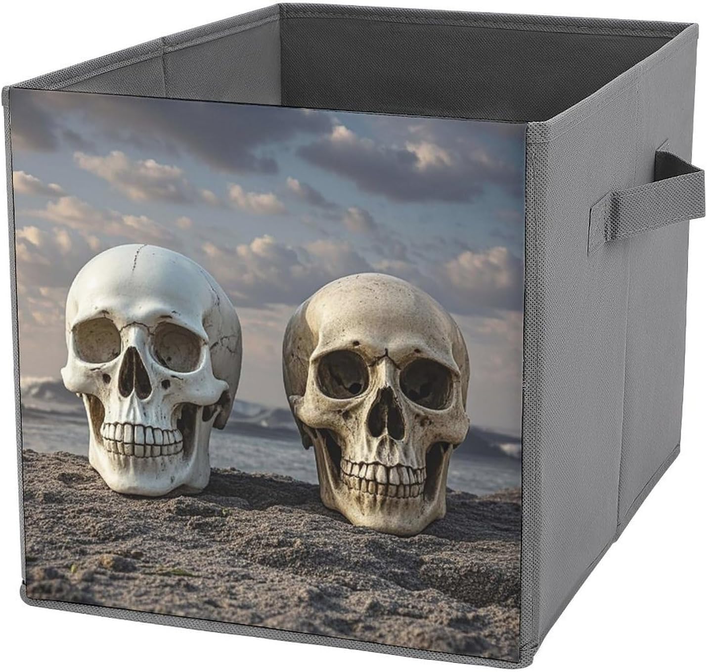 Folding Storage Bins Oxford Fabric Clothes Storage Boxes with Handles | Two Different Skulls Cube Organizer, Easy to Store, Multi Functional Cube Storage Organizer for Office Bedroom