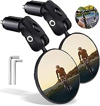 DFsucces Bicycle Rearview Mirror, Convex Mirror, Round Shape, 360 Degree Rotation, Road Bike, Rearview Mirror, Wide Viewing Angle, Accident Prevention, Easy Installation (Set of 2)
