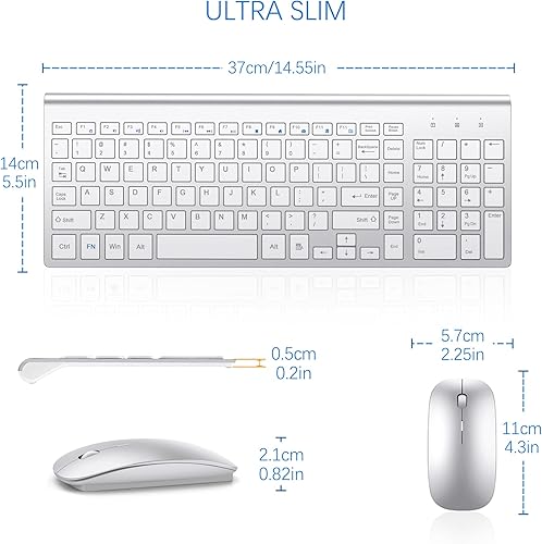 Miniatura 6 de TopMate Combo de teclado y mouse inalámbricos ultradelgados, mouse USB compacto silencioso de 2.4 G e interruptor de tijera con tapa, 2 pilas AA y 2