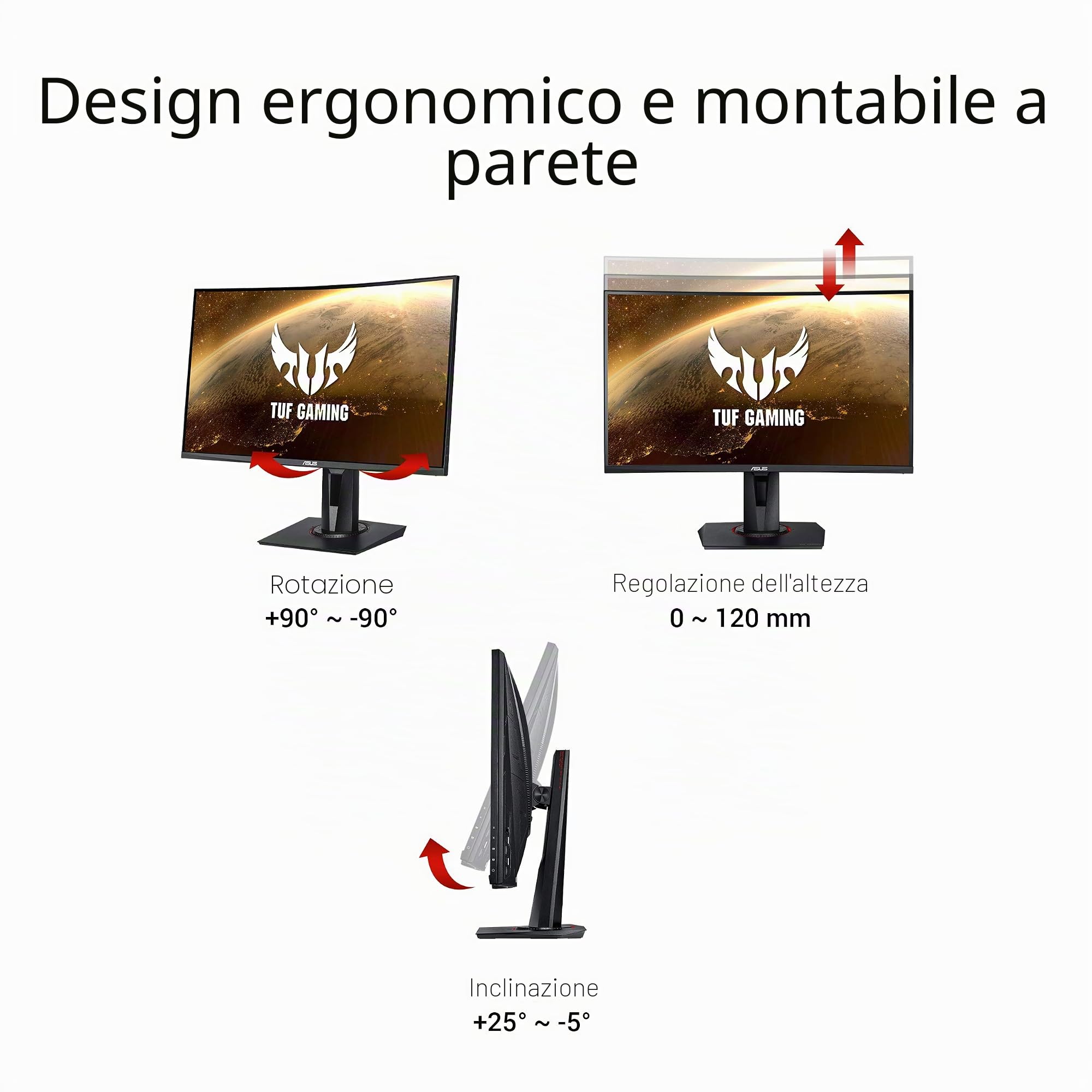 ASUS TUF Gaming VG27WQ Curved Gaming Monitor – 27 inch WQHD (2560x1440), 165Hz, Extreme Low Motion Blur™, Adaptive-sync, FreeSync™,1ms (MPRT), DisplayHDR™ 400