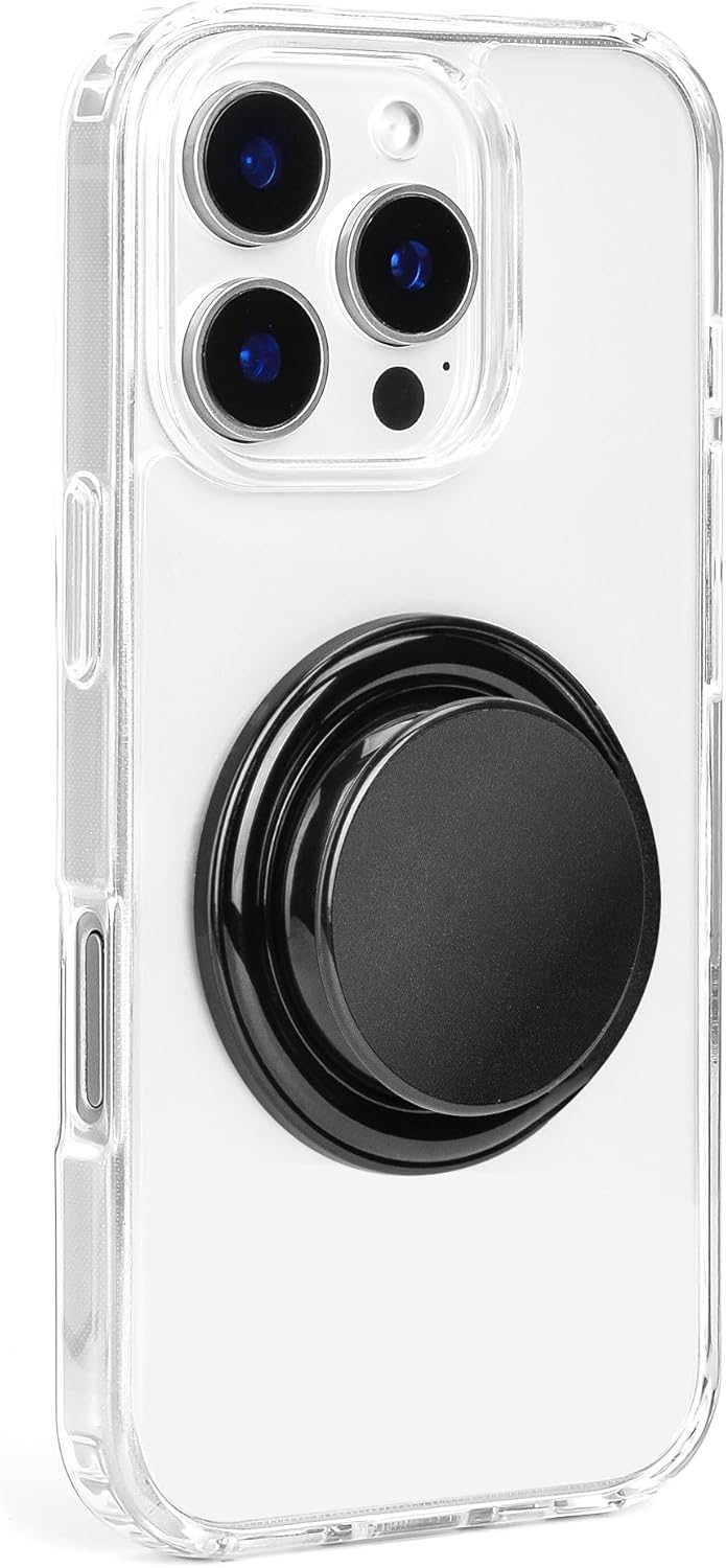 FAB POPS Magnetic Phone Grip, Snap-On Attachment, Expanding Landscape Kickstand, Adhesive Adapter Ring Included, Removable for Wireless Charging, Smartphones & Mini Tablets