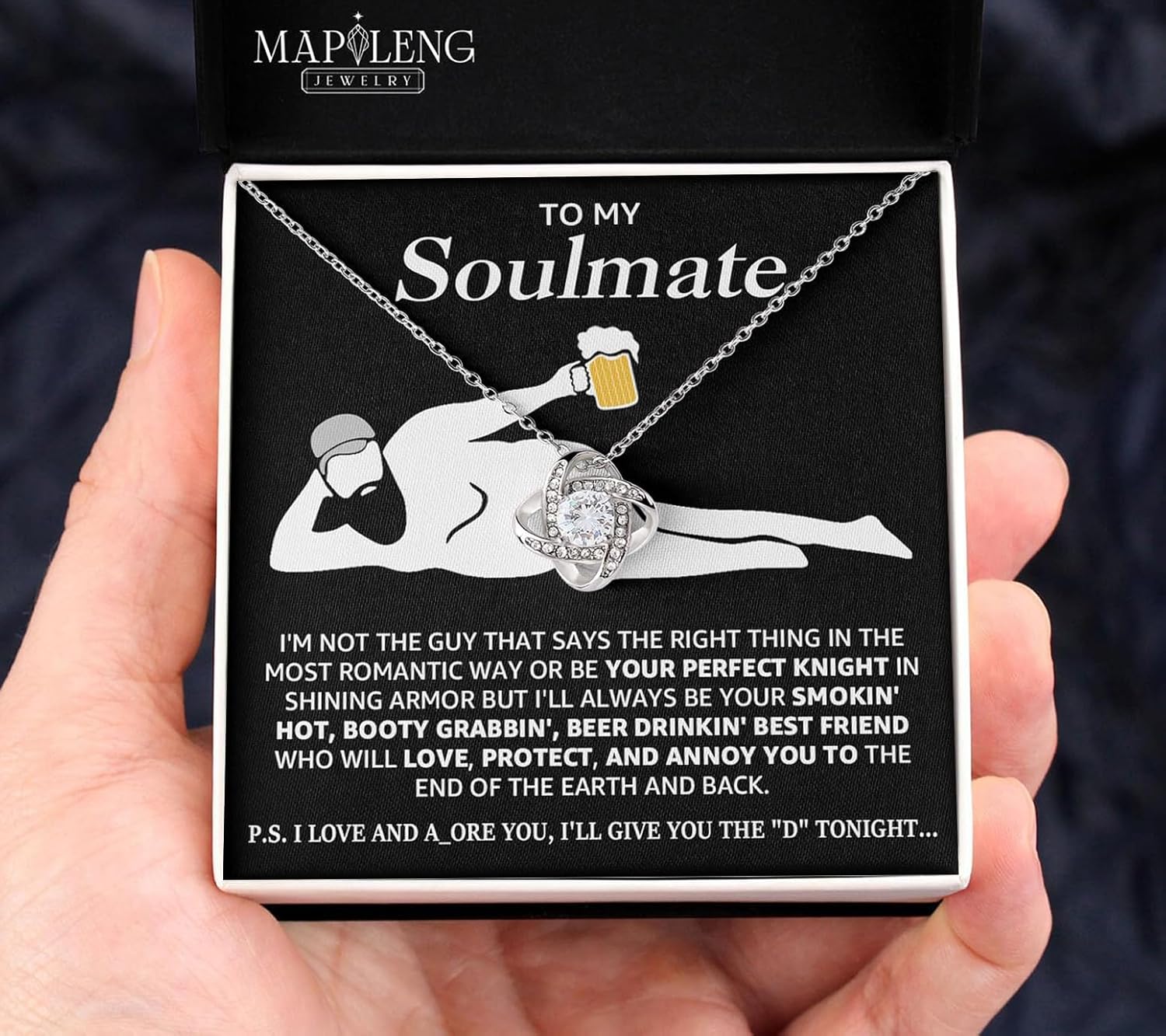 meaningful gifts for girlfriend soulmate necklace packaging and close up
