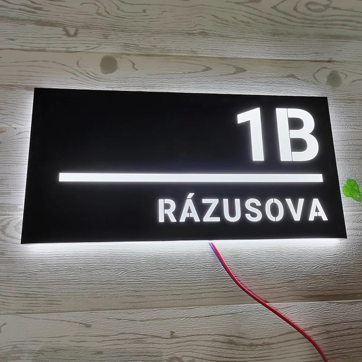 MXN Custom LED House Number Outdoor Luminous Business Logo Stainless Steel Backlit Address Plaque Sign Apartment Lighted Light Up Door Plates (30X15cm (12X6inch))