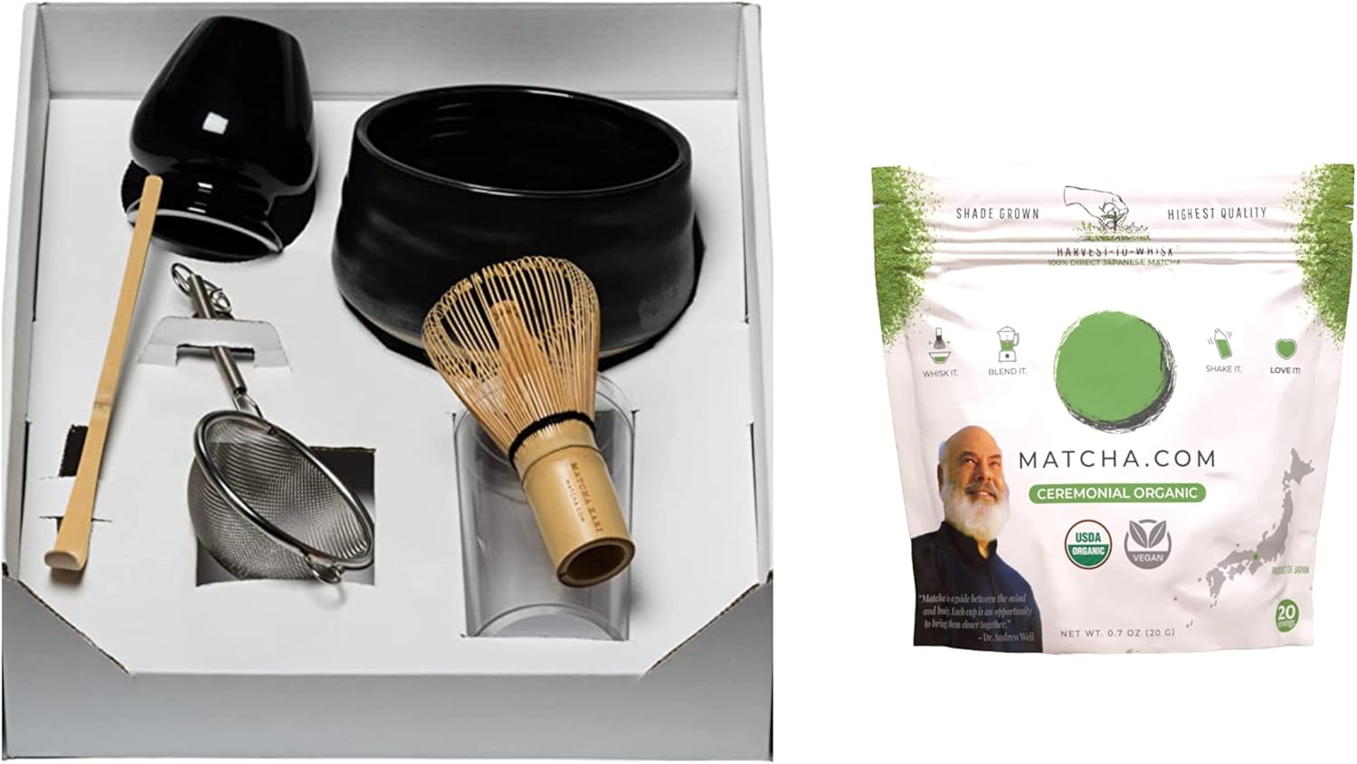 Matcha Kari Lite Kit + 20g Bundle - 20g Ceremonial Pouch and Bowl, Scoop, Sifter, Whisk, and Holder, USDA Organic
