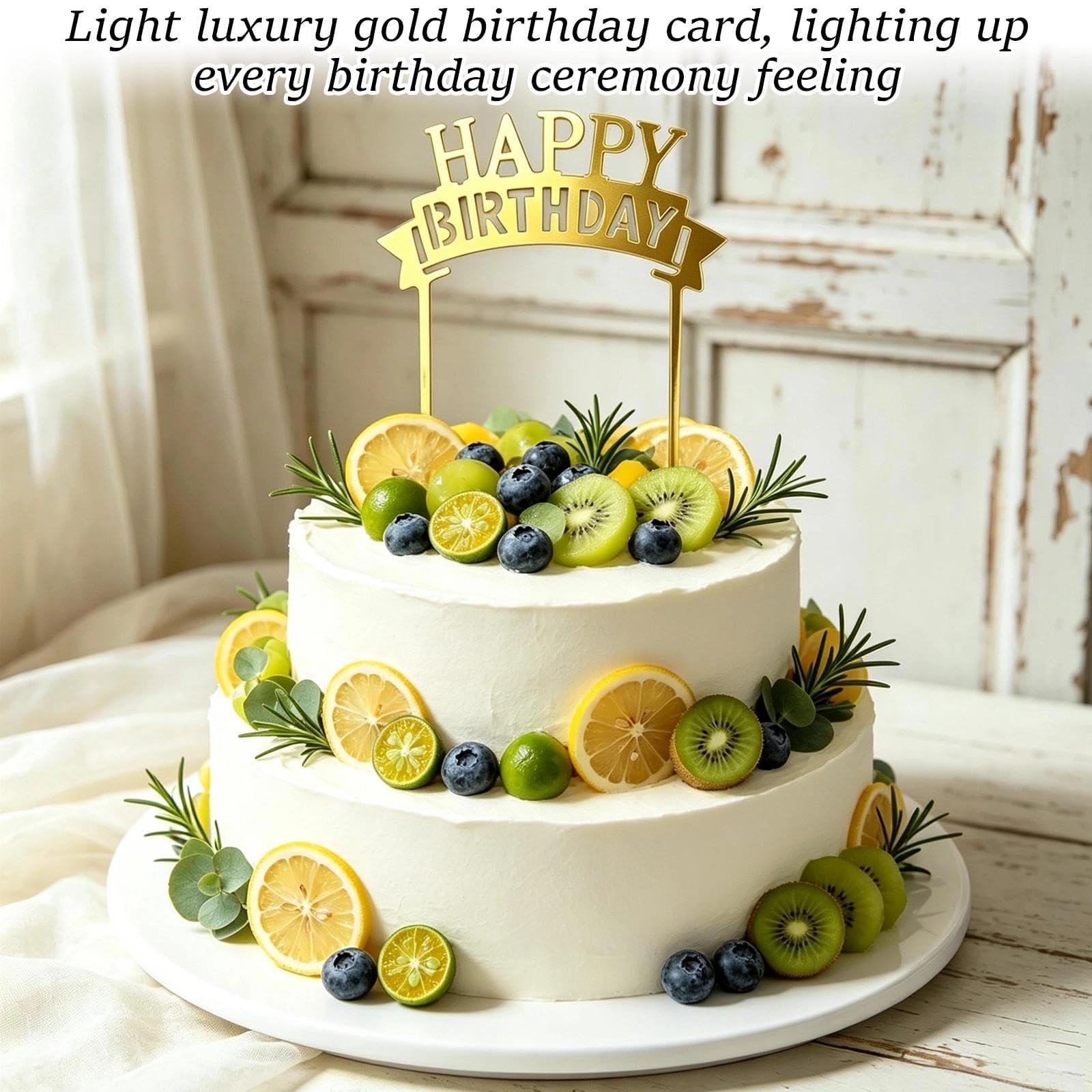Gold Birthday Cake Toppers - 6 Pack -5 Gold Birthday Cake Toppers - 6 Pack -5