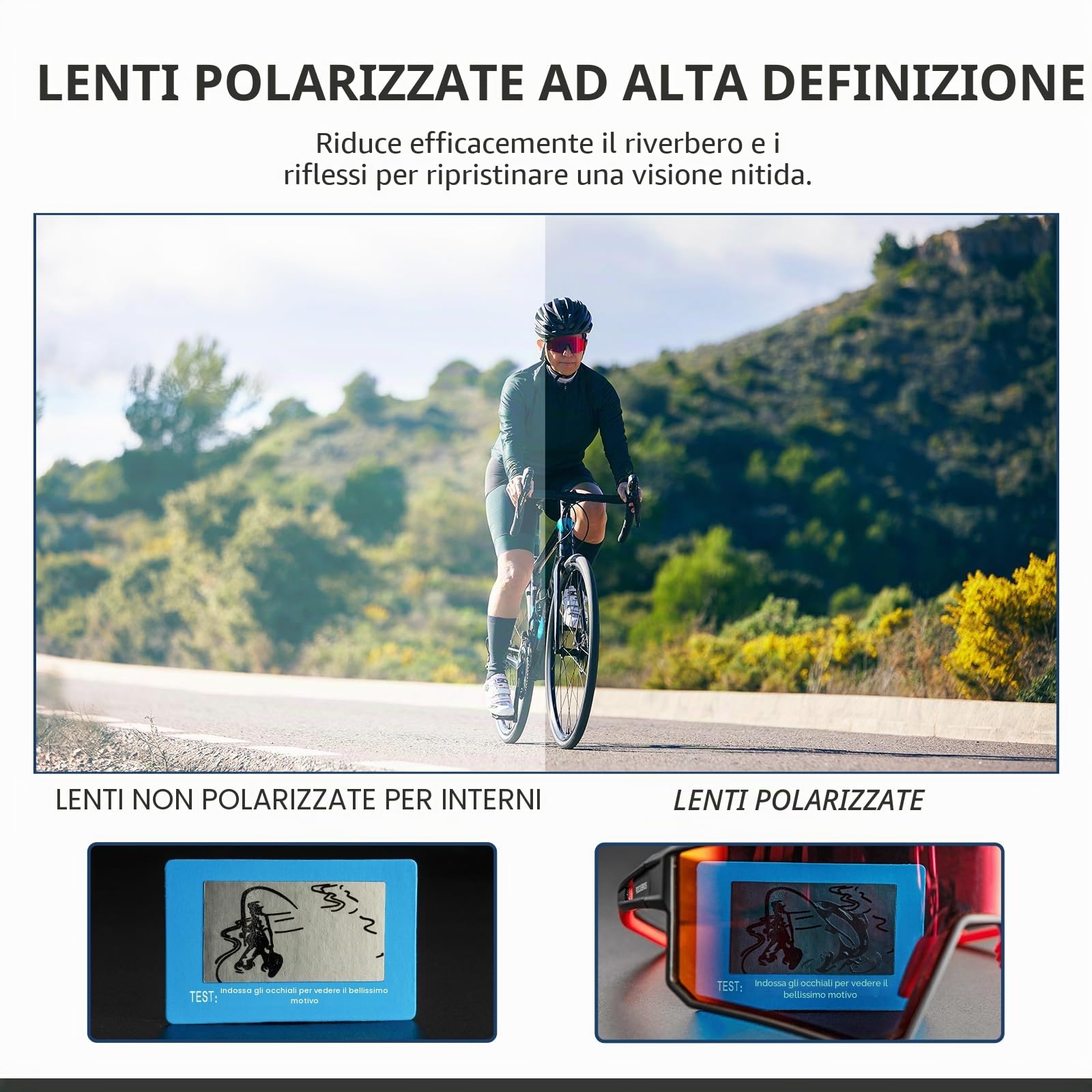 ROCKBROS Occhiali da Ciclismo per Uomo Donna, Occhiali Bici MTB, Occhiali da Sole Polarizzati per Attività Sportivo Guida Pesca Golf Baseball Corsa Sci, Anti-UV400, Montatura TR90, Ultraleggero