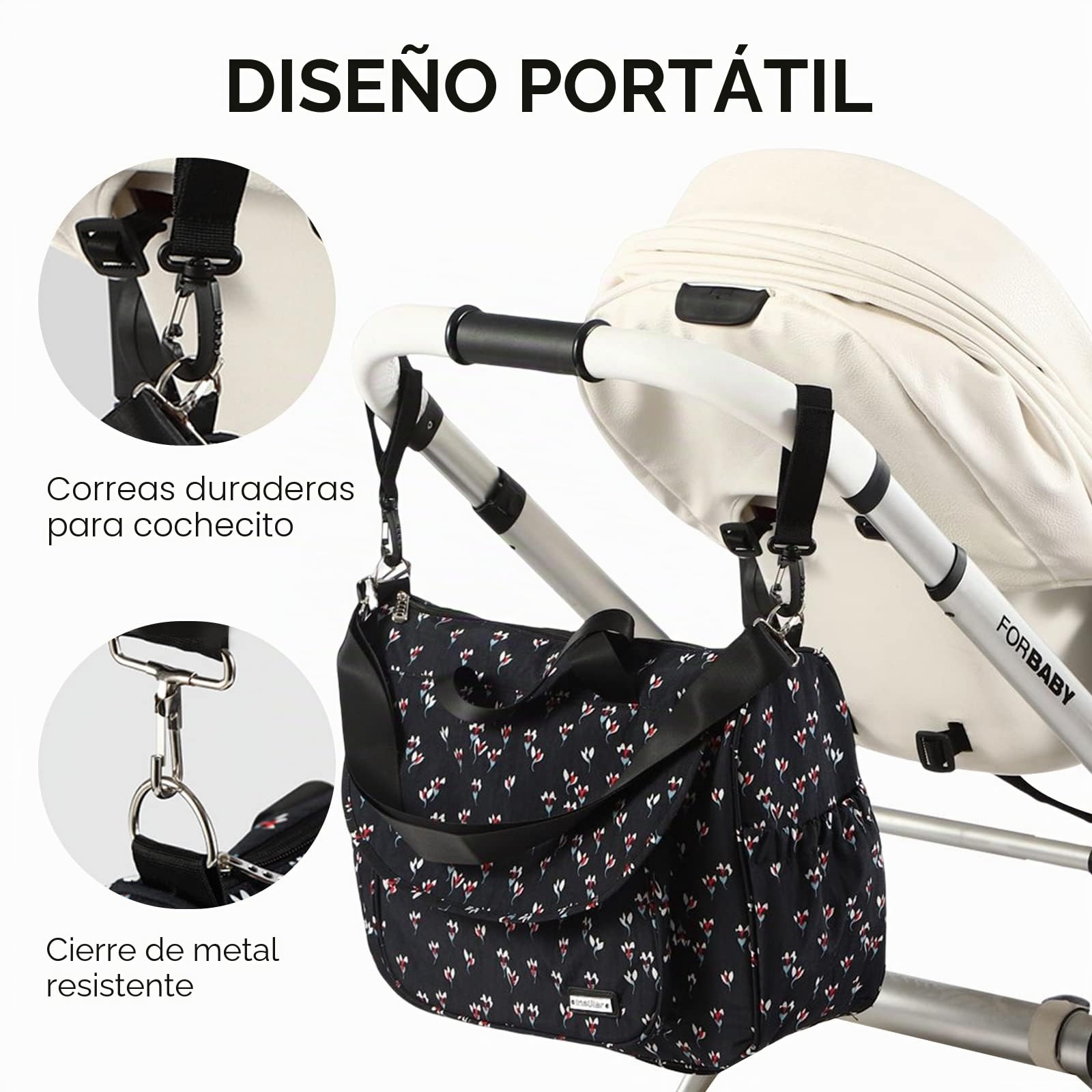 SONARIN Multifunción Bolsa de Pañales para Bebés,Materna Messenger Bolsos Bandolera Bolsa de Viaje para Pañales Grande Impermeable con Cambiador & Bolsa de Botella & Ganchos Cochecito(Negro)