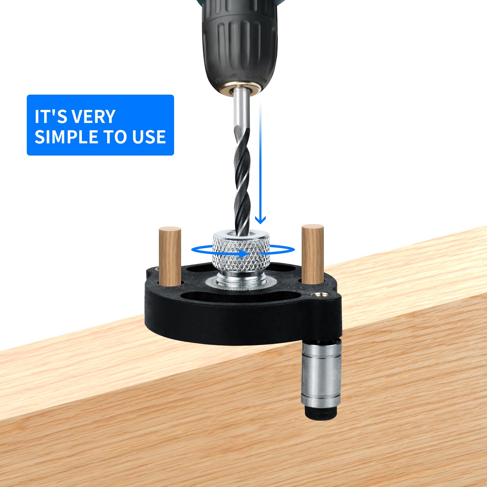 Drilling aid vertical drilling, equipped with drill and wire spool, woodworking drill hole locator - Image 4