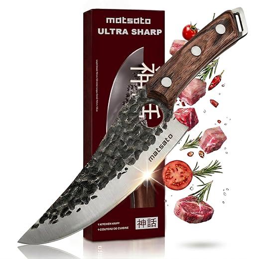 Matsato Chef Knife - Kitchen Knife for Cooking, Chopping. Japanese Steel Knife for Home, BBQ, Balance & Control, 6.3 Inch