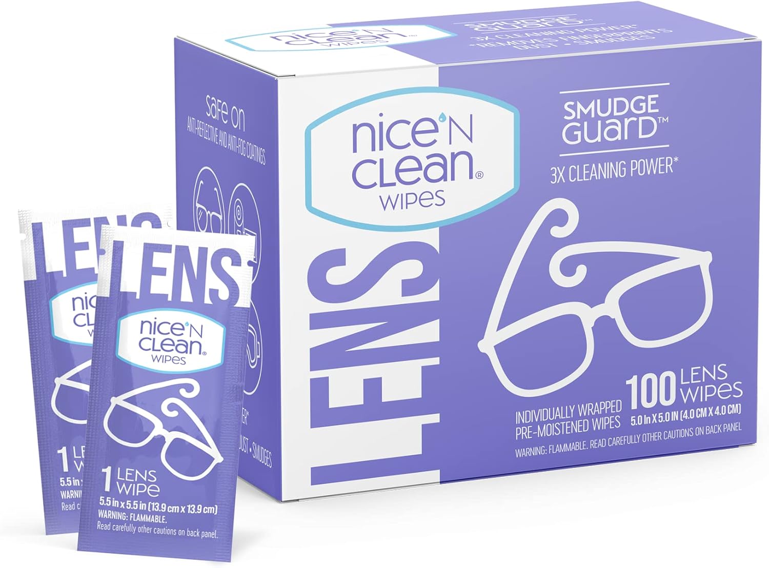 Nice 'n Clean SmudgeGuard Lens Cleaning Wipes (100 Total