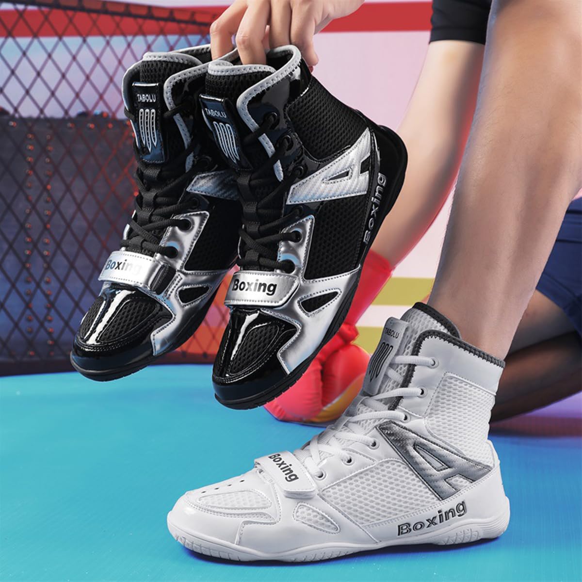 Abriebfest Wrestling Schuhe Herren Damen Atmungsaktiv Boxen Trainer Stiefel - Combat, MMA-Kickboxing, Gym Wrestlingstiefe - Erwachsene