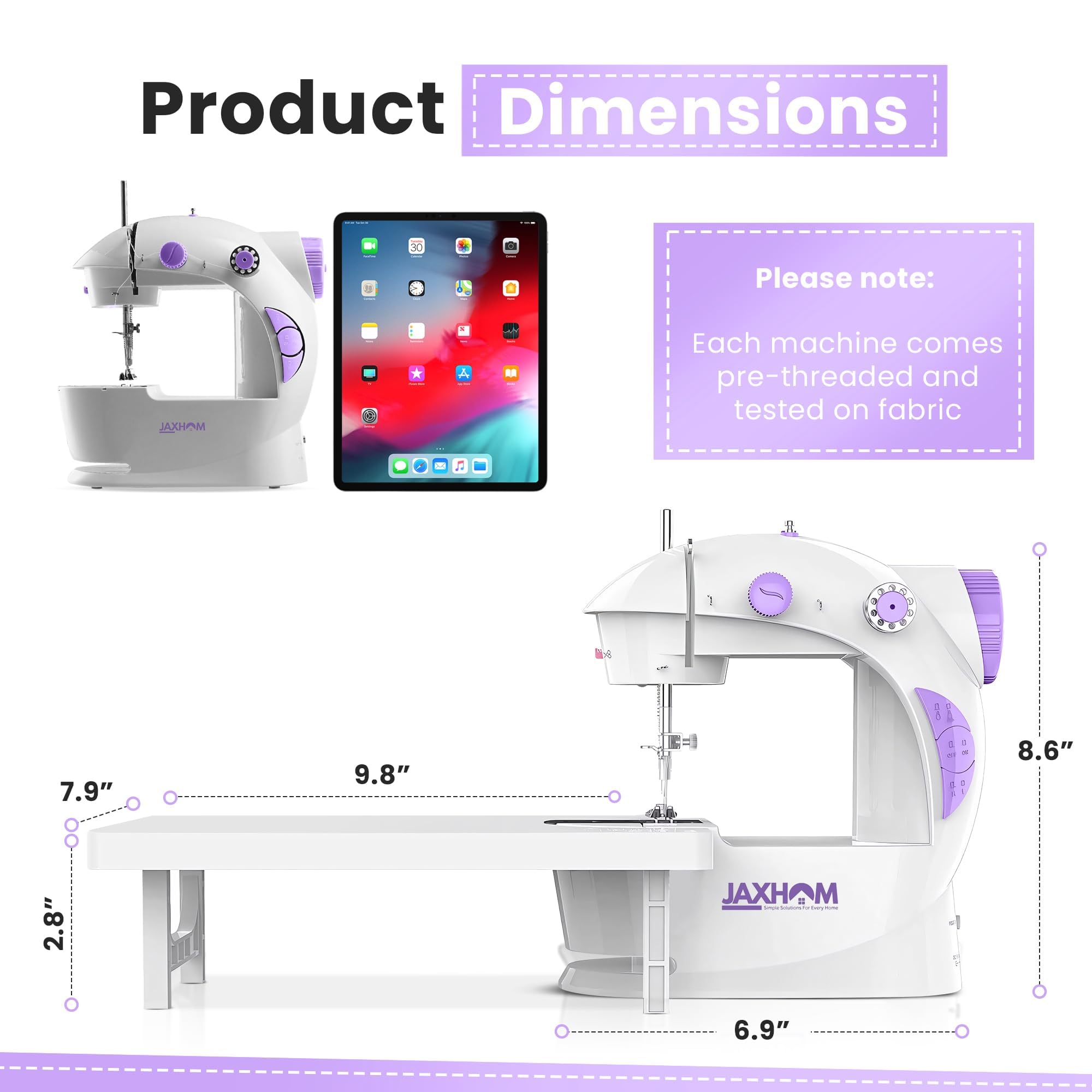 JAXHOM Advance Sewing Machine Electric With Table Set I Mini Silai Machine With Focus Light, Foot Pedal, Adapter And Sewing Kit I Stitching Machine For Home Tailoring (SM+ET+BBKT) — Amazon image 2