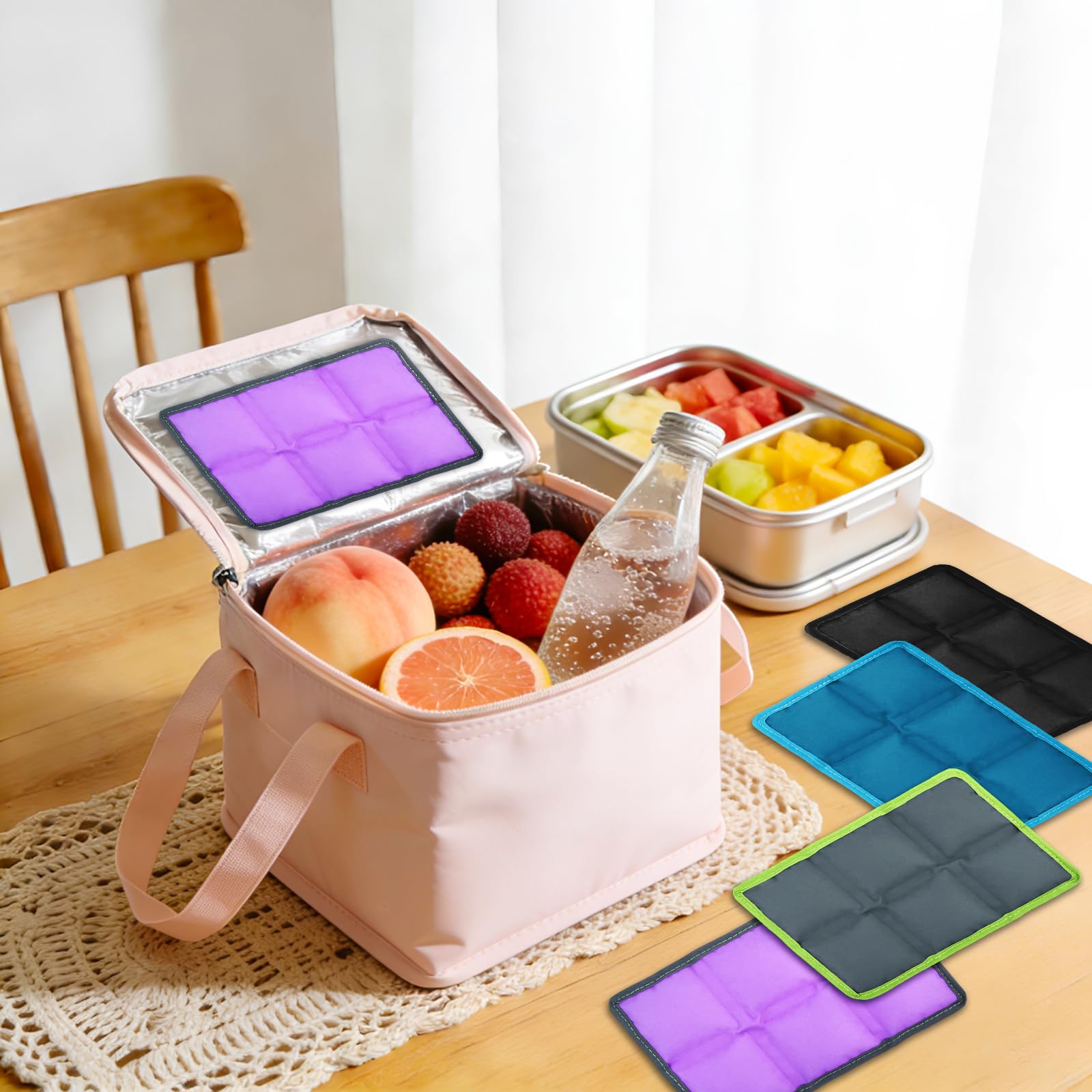 Ghiaccioli Morbidi Riutilizzabili per Borsa Frigo – Set da 4, 10 x 15 cm, Mini Ghiaccioli Refrigeranti per Lunch Box, Borse Termiche, Picnic, Campeggio ed Escursionismo