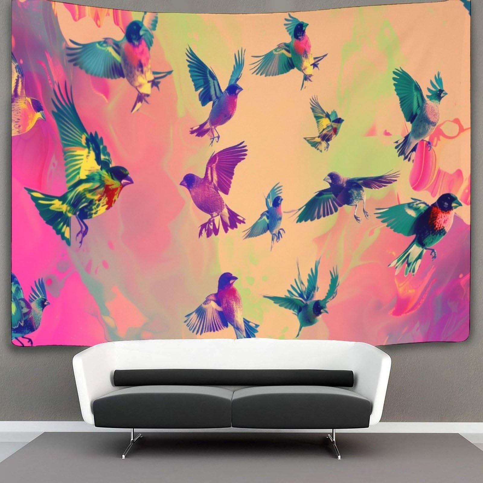 kaiyun Colorful Finch Flock Tapestry Holidays Tapestries 3D Wall Hanging Home Decorations for Room 130cmx150cm