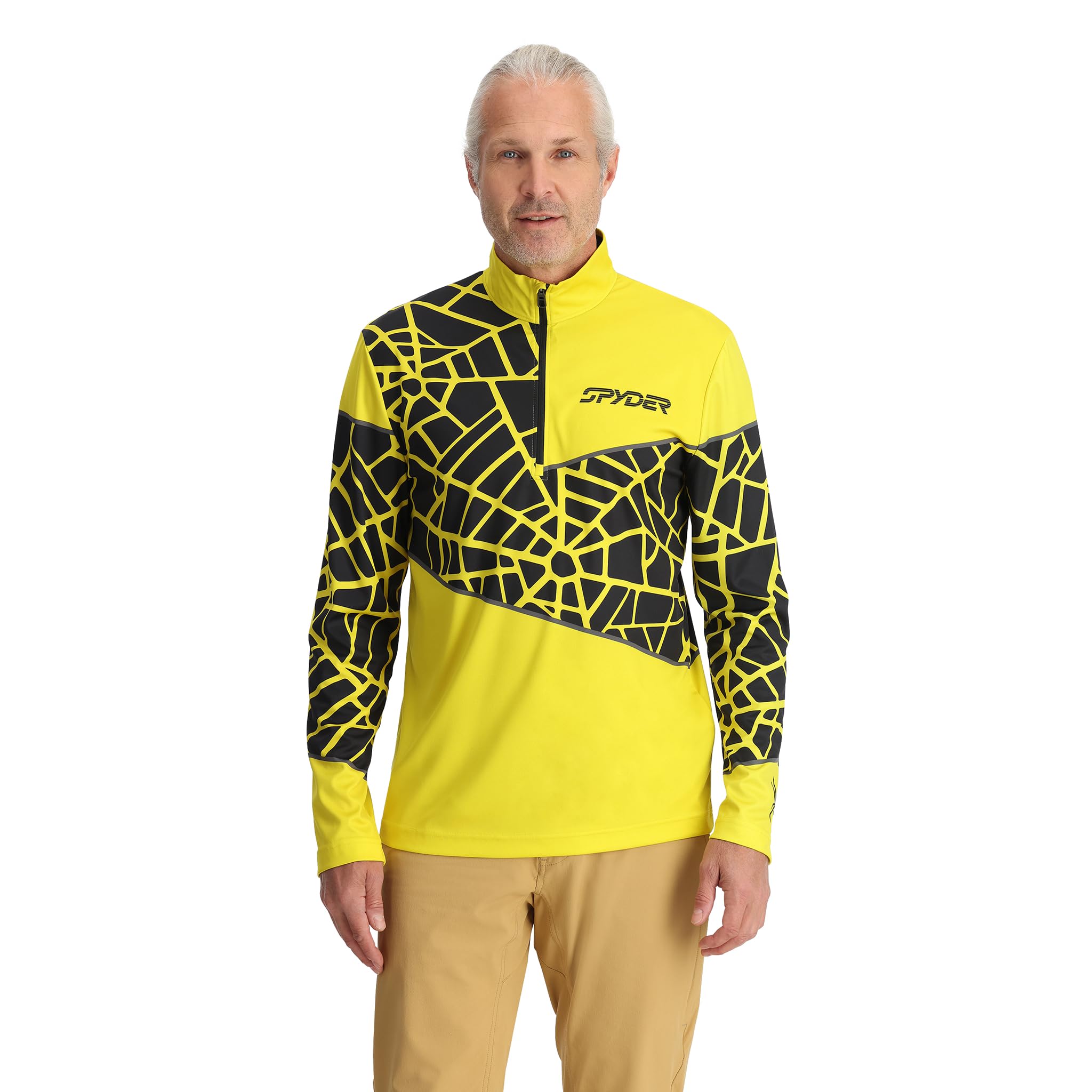 Spyder Men's Standard Vital 1/2 Zip, Acid Yellow